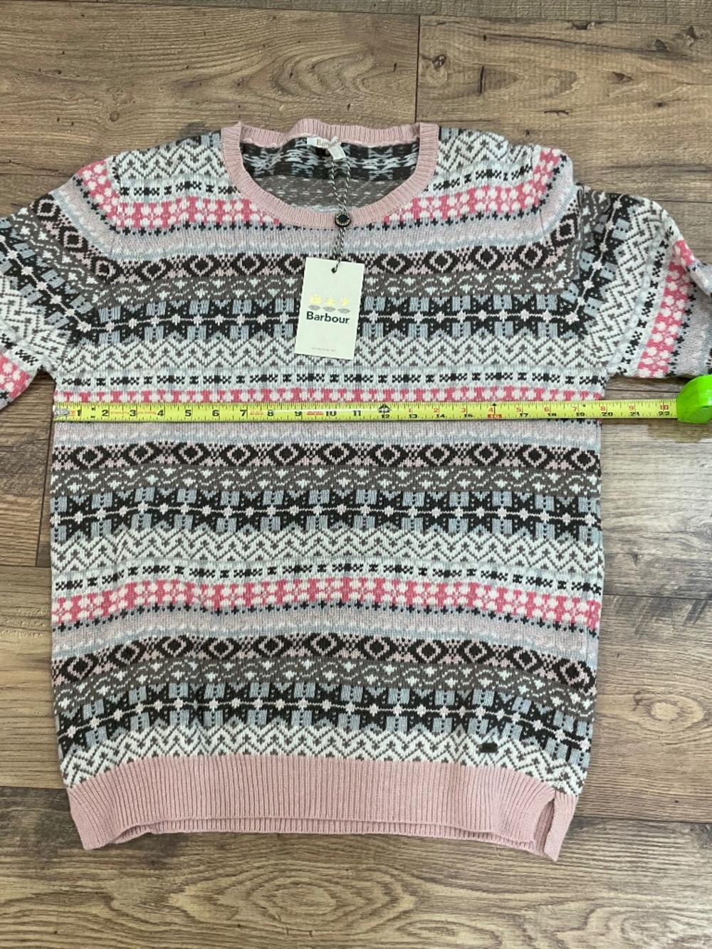 NWT Barbour Tarn Crew Fair Isle Knit Merino Wool Cashmere Blend Sweater Us 12 - Picture 8 of 8